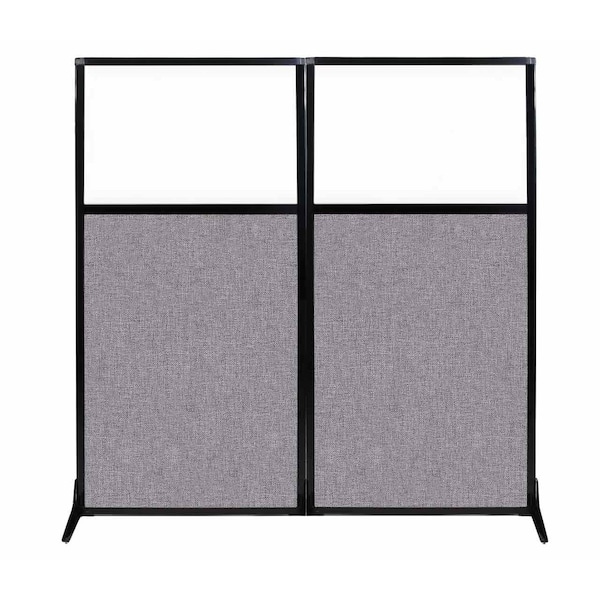 Work Station Screen 66" x 70" Cloud Gray Fabric With Clear Window